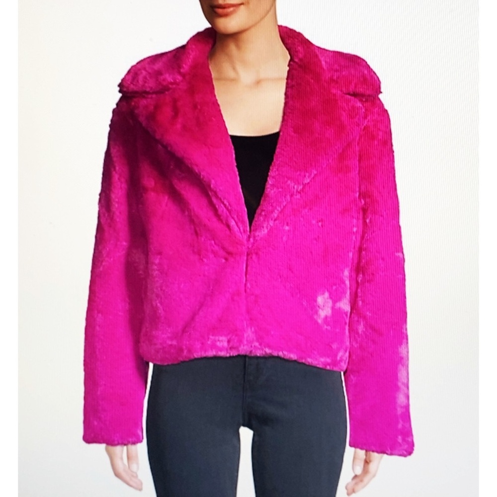 C & C California Pink Faux Fur Jacket Sz M NWT